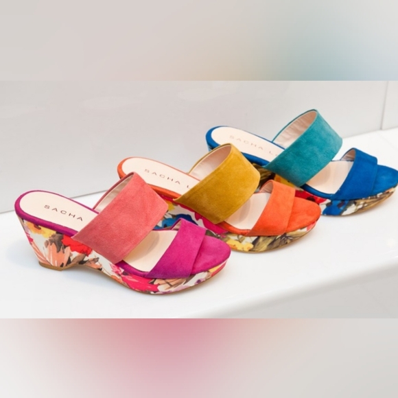 🌸🧡Sacha London Kali floral wedge size 7.5 - Picture 3 of 11